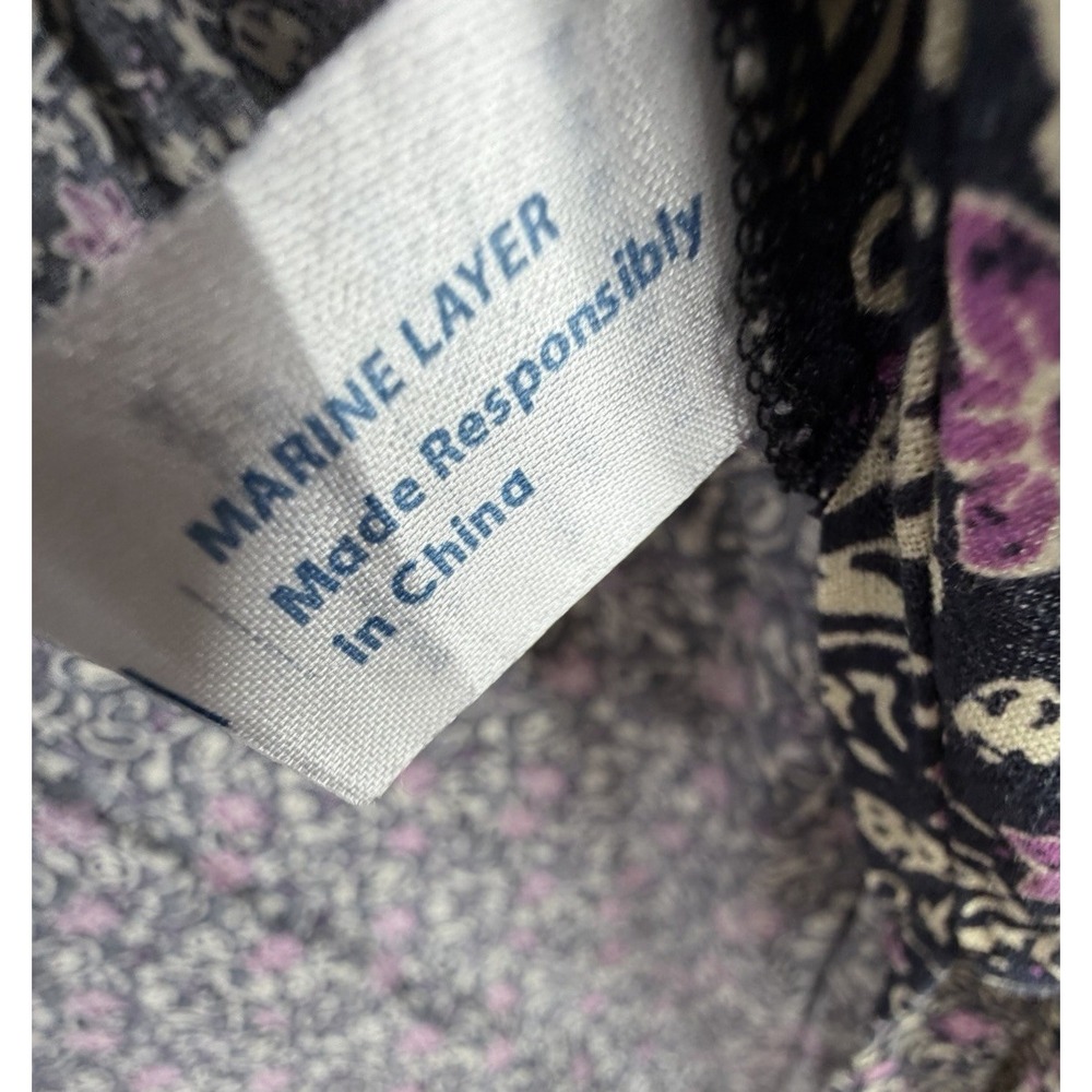Marine Layer Purple Floral Emlyn Midi Wrap Dress Size XL Hemp Blend - Picture 8 of 11